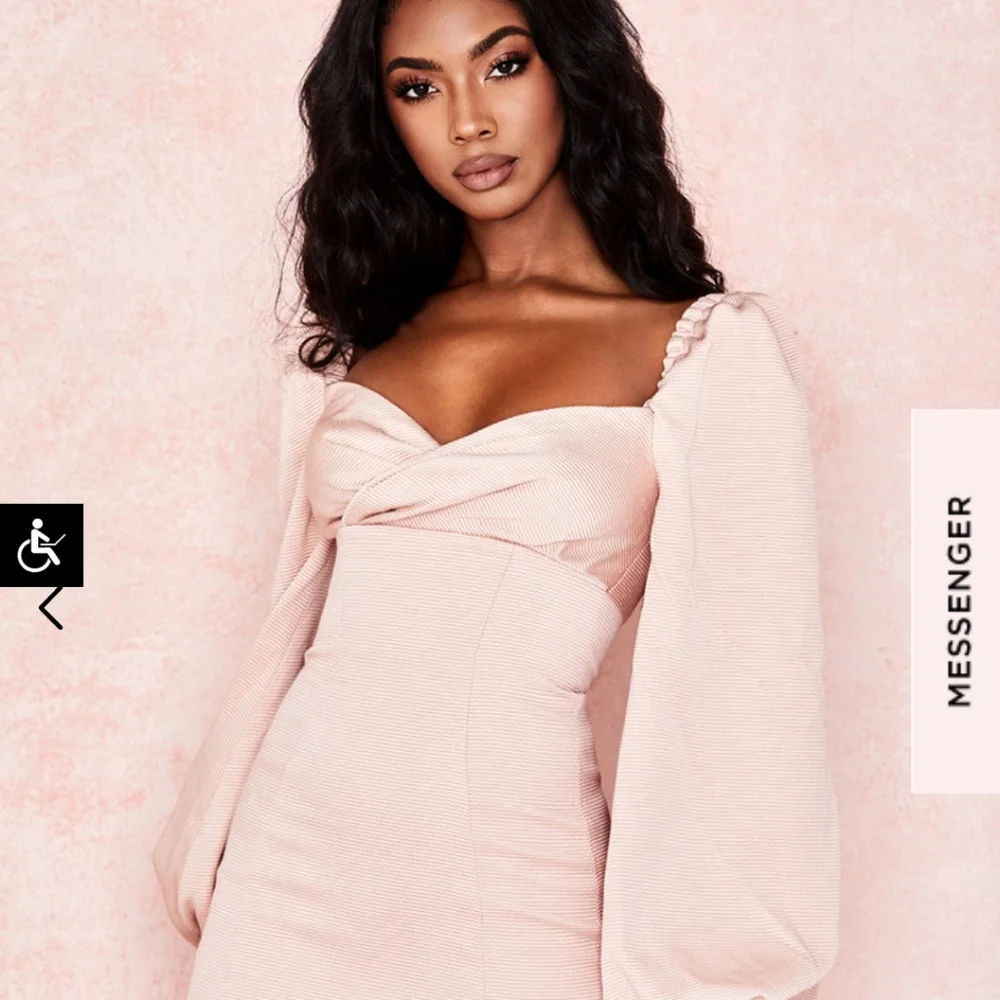 NWT House of CB Dress Medium Aliyah Puff Sleeve - Picture 8 of 14